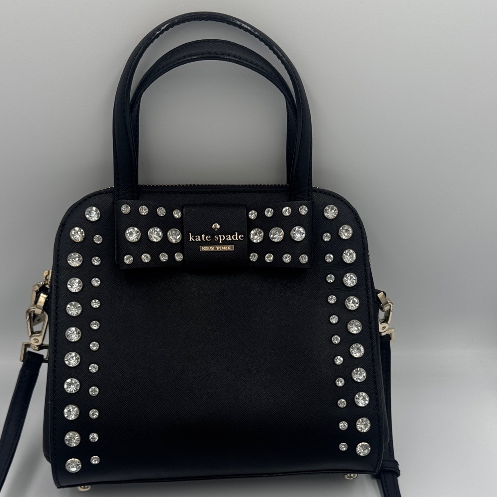 Kate Spade Black Two-Way Satchel & Wallet Set with Crystal Embellishments - Picture 2 of 13